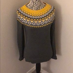 Merona Grey & Yellow Fair Isle Sweater
